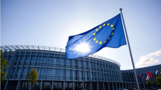EU regulation documents and textile samples on a desk.